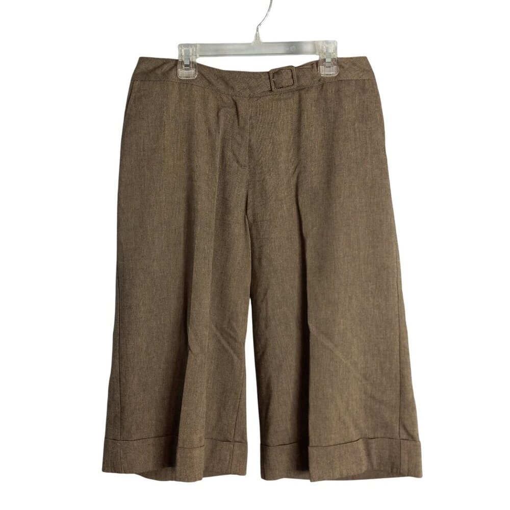 J.Jill Size 6P Cropped Pants Womens Brown Wool Blend Petite Wide Leg Belt